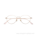 Simple Design Customized Fashion Eyeglass Frame Womens Round Eye Metal Eyeglasses